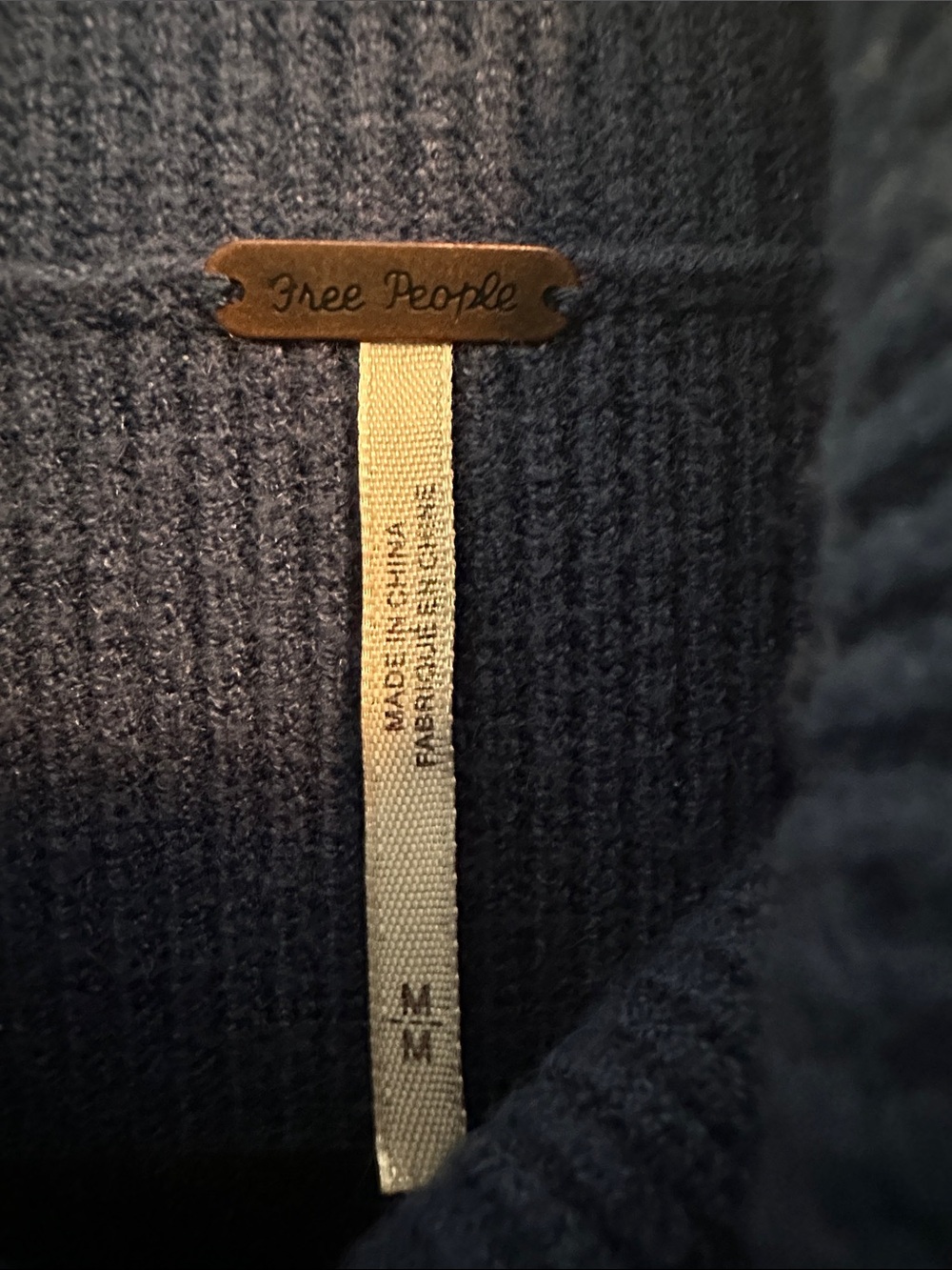Free People - Medium Women’s Colorblock Turtleneck Sweater - Blue, Gray & Mustar - Picture 2 of 6